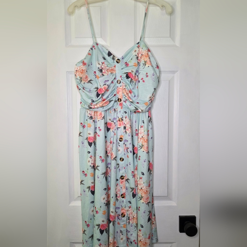 Floral Dress - Blue and Pink